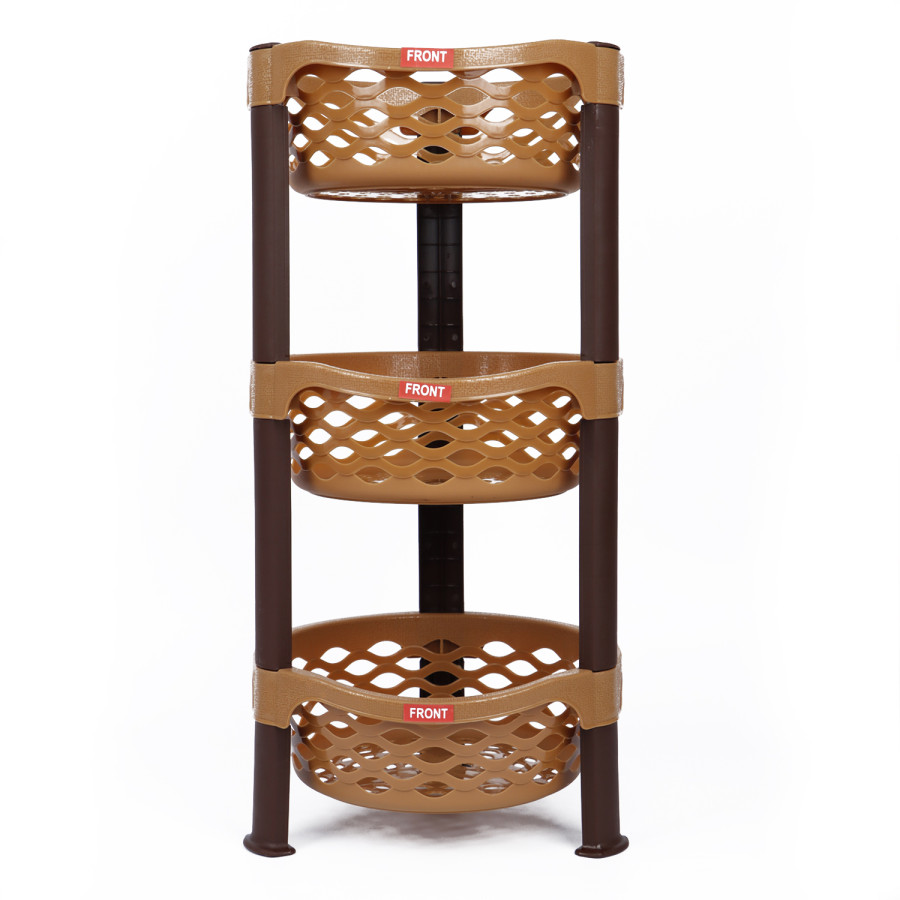NAKODA Ultima Round Plastic Rack 3 Tier Small 60x27.5cm - Beige 