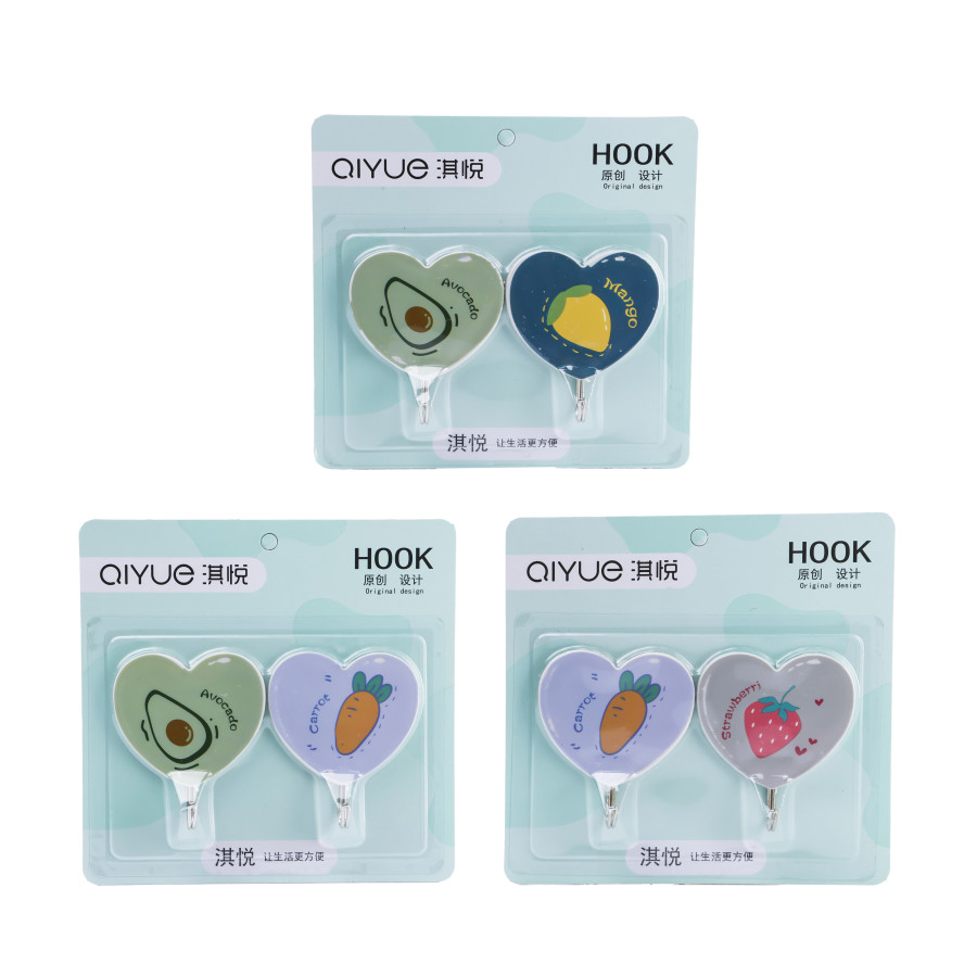 Generic Fruit Designed Adhesive Sticker Hook 2pcs - 3 Color Pack