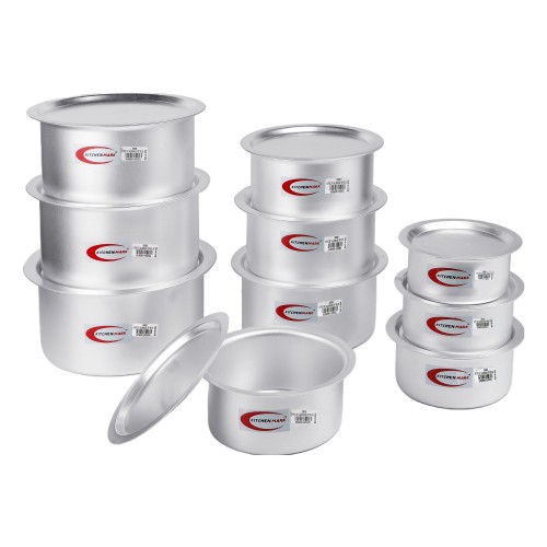 KITCHENMARK 10pc Aluminium Cooking Pot Set with Lid (Topes) 8