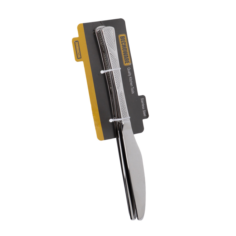 BECHOWARE 3pc Stainless Steel Texture Design Dessert Knife Set 23.5cm - Silver