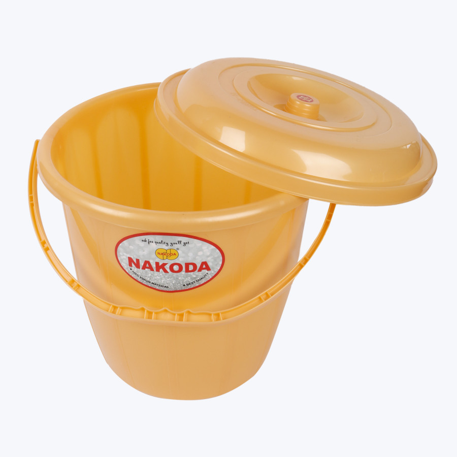 NAKODA Plastic Turbo Bucket With Lid  16L - Peach