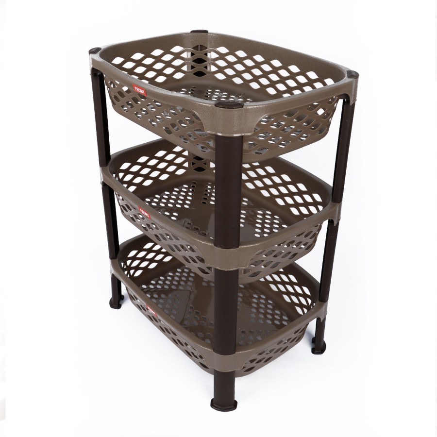 NAKODA Prestige Plastic Rectangle Rack 3 Tier Big - 60x30.5cm 