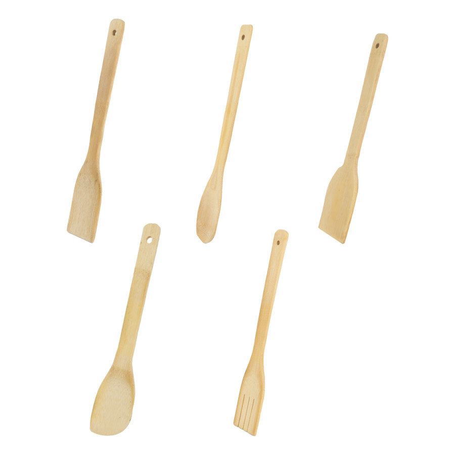 KITCHENMARK 5pc Bamboo Kitchen Spoon Set