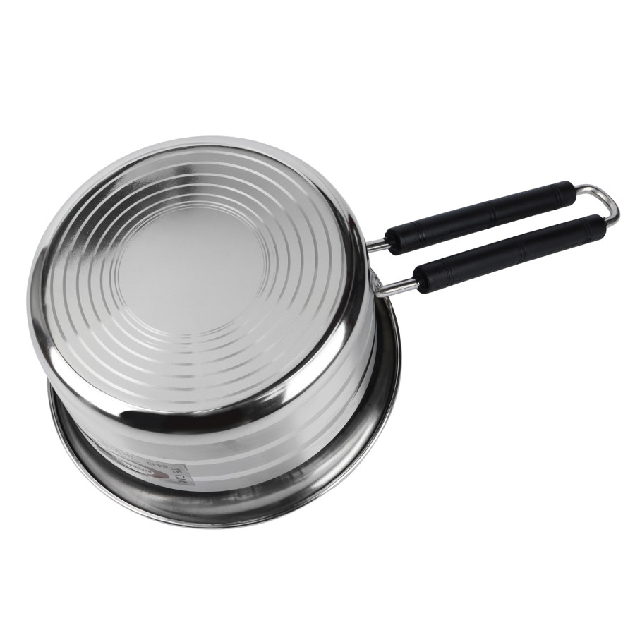 KITCHENMARK 3pc Multisize Stainless Steel Milk Pan Sauce Pan Wire Handle