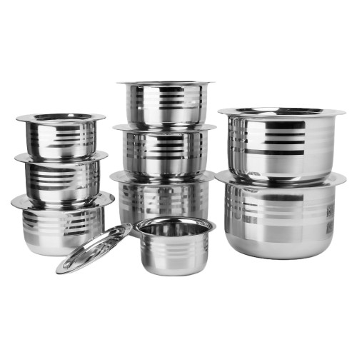 KITCHENMARK 9pc Steel Cooking Pot Set with Lid (Topes) 5.5