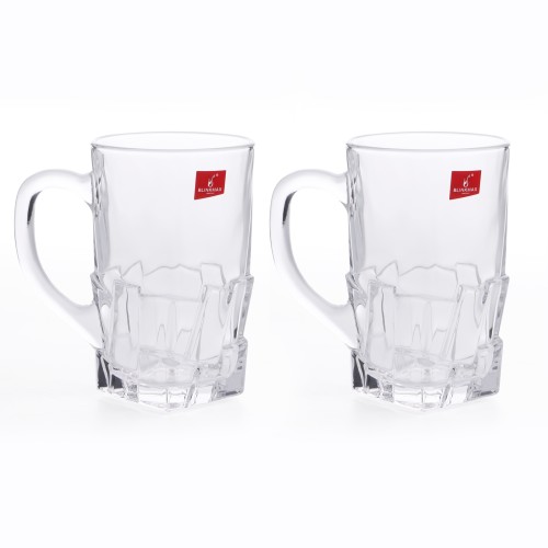 BLINKMAX 2pc Ice Cube Design Glass Mug Tumbler Set Transparent Drinkware 405ml