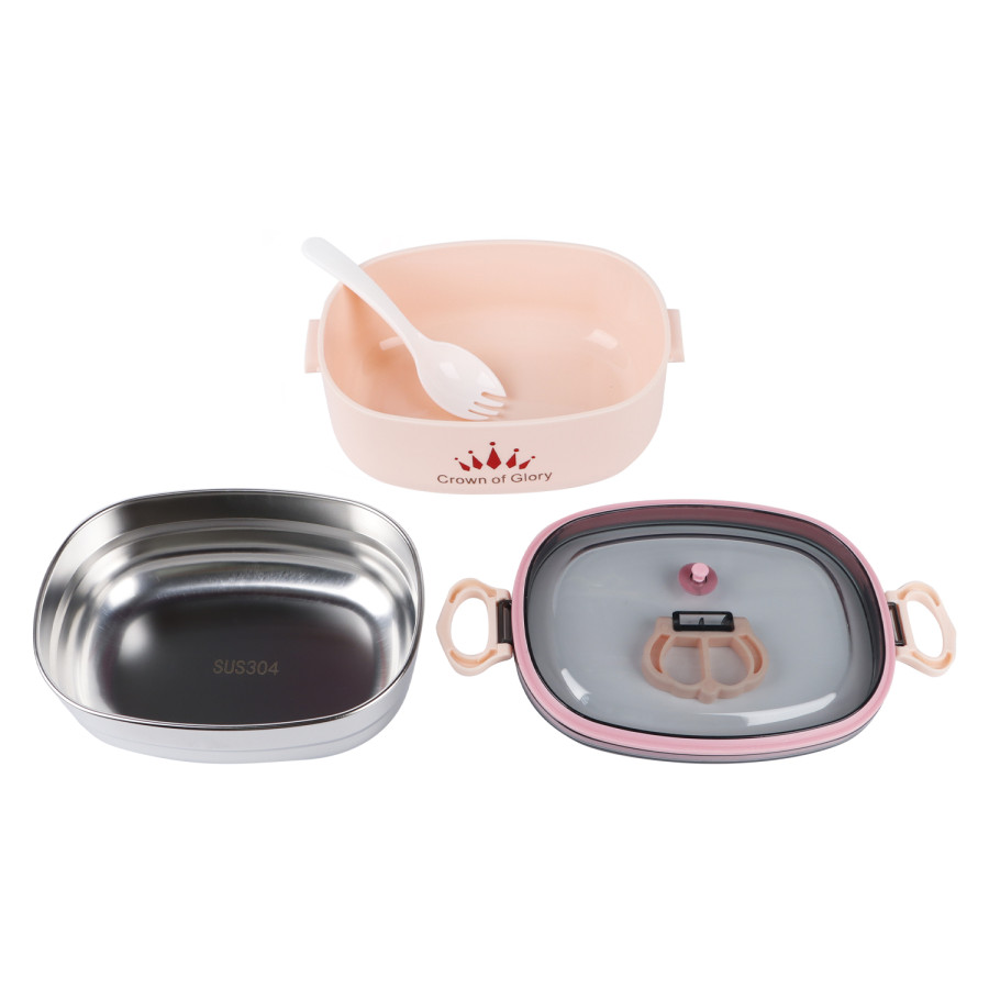 Generic Stainless Steel Interior with Plastic Exterior Airtight Lunch Box 600ml - 3 Color Pack