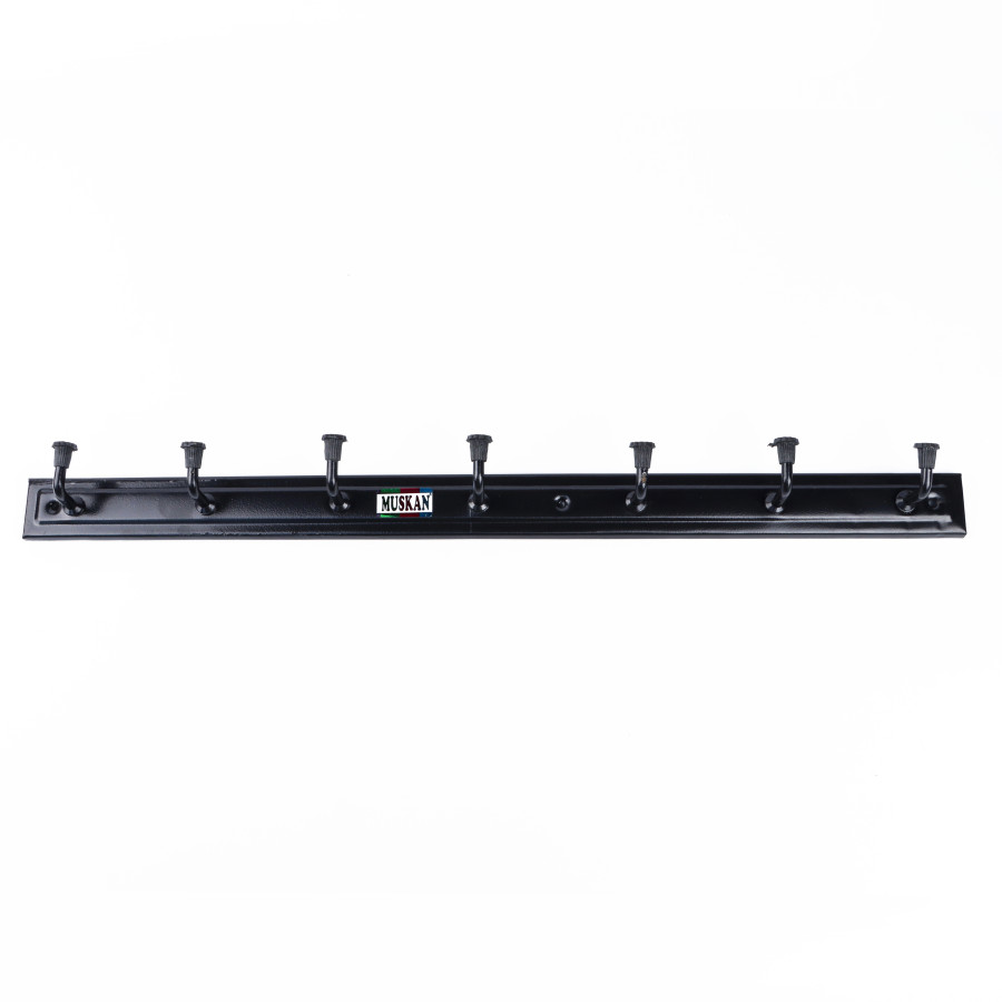 Generic 12pc Wall Mounted Steel Cloth Hanger 7 Hooks - Black