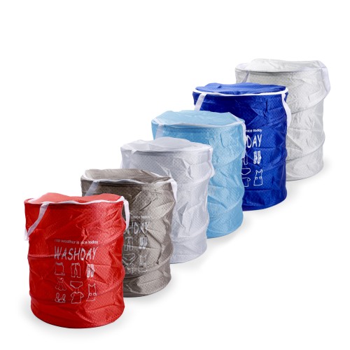 Generic Collapsible Cotton Linen Laundry Basket 35x44 cm - 6 Color Pack