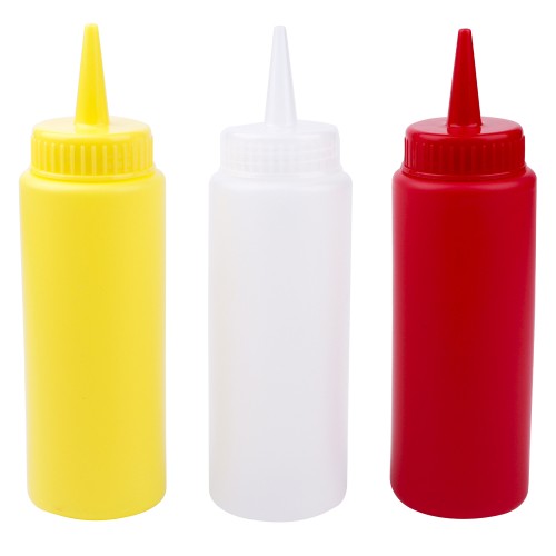 Generic 3pc Plastic Ketchup Bottle 450ml - 3 Color Pack