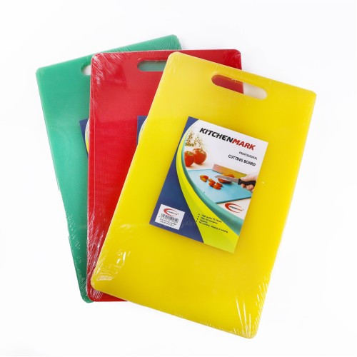 KITCHENMARK PE Plastic 10mm Chopping Cutting Board 43cm - 3 Color Pack