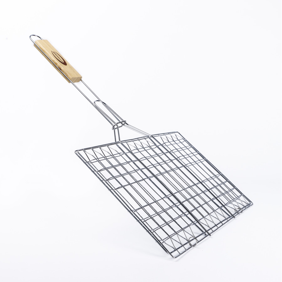 KITCHENMARK BBQ Barbecue Large Meat Grill with Wooden Handle 64x40cm