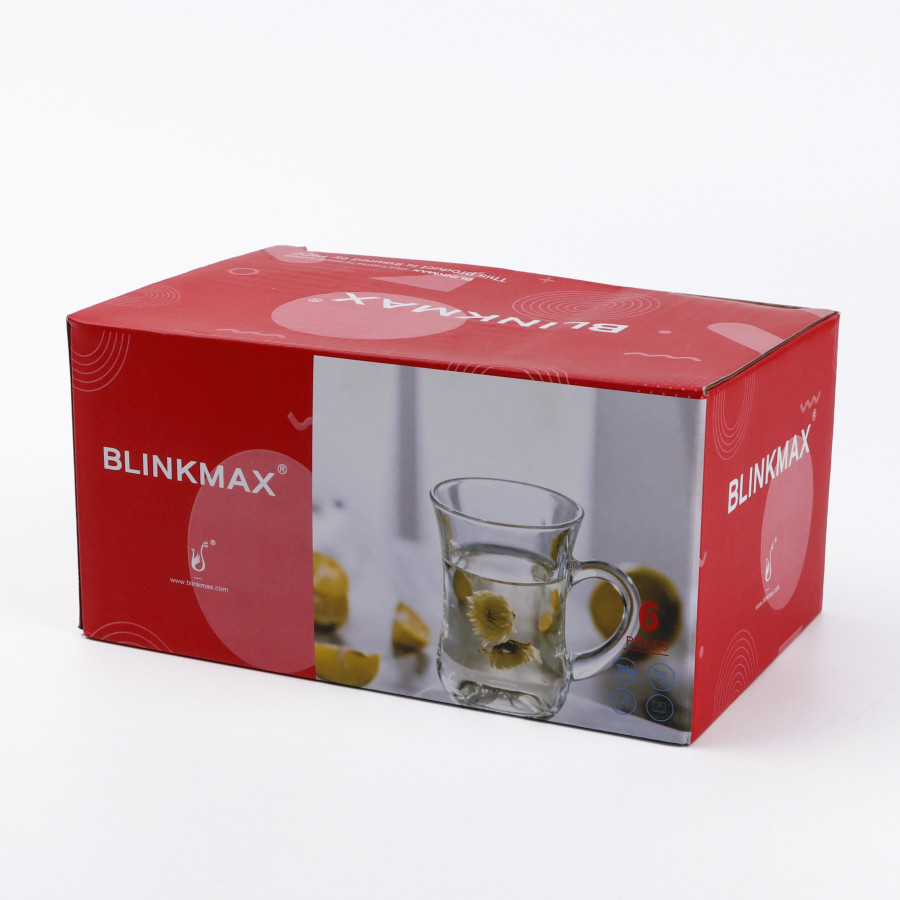 BLINKMAX 6pc Coffee Cup Glass Tumbler Set Transparent Drinkware 135ml