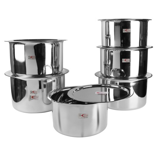 KITCHENMARK 6pc Steel Cooking Pot Set with Lid (Topes) 12
