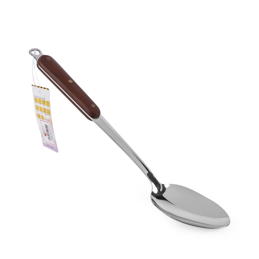 Generic Stainless Steel Basting Rice Spoon - Wooden Handle
