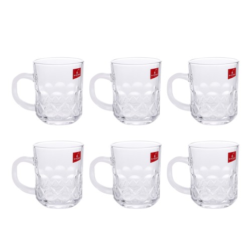 BLINKMAX 6pc Tea Cup Glass Tumbler Set Transparent Drinkware 230ml