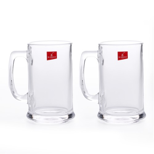 BLINKMAX 2pc Long Glass Mug Tumbler Set Transparent Drinkware 430ml