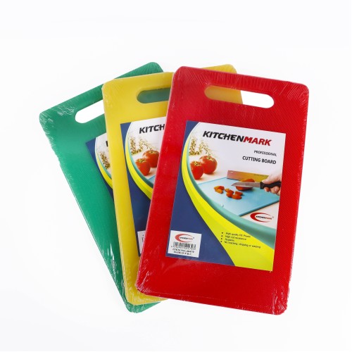 KITCHENMARK PE Plastic 10mm Chopping Cutting Board 40cm - 3 Color Pack