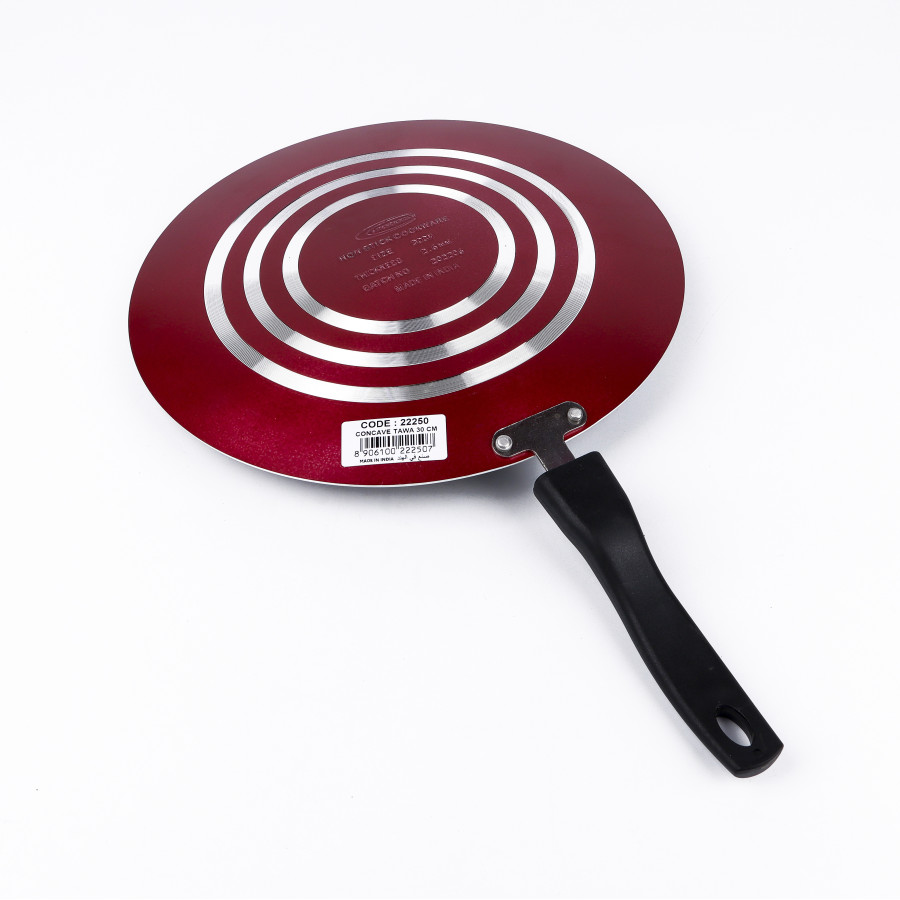 KITCHENMARK Nonstick Concave Tawa 30cm - Red
