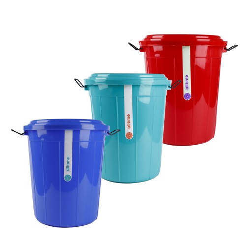 alltime Plastic Bucket with Lid 50Ltr - 3 Color Pack