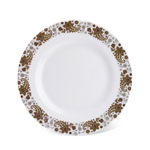 KITCHENMARK Melamineware Round Dinner Plate Wide Lip Brown- 10