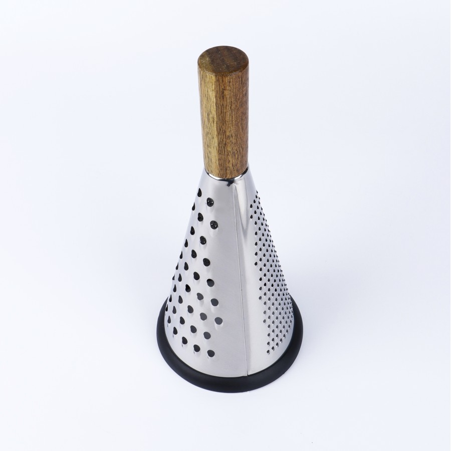 Generic Stainless Steel 3-way Grater with Wooden Handle 27.5cm