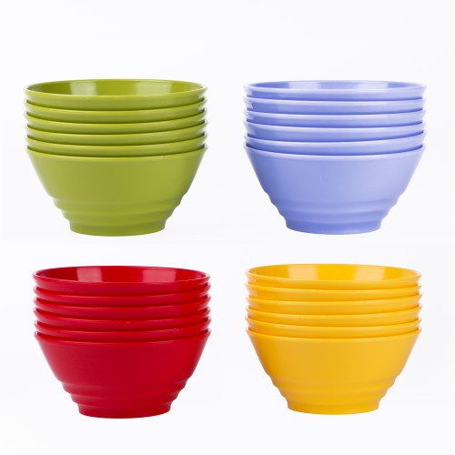 Generic Round Plastic Bowl 280ml 6pc Set - 4 Color Pack