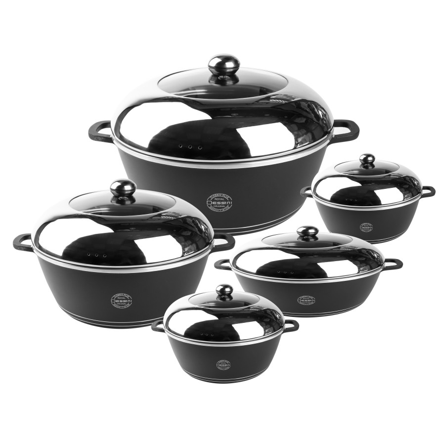 ROYAL DESSINI Die-cast Aluminium Non-stick Casserole and Lid 10pc Set