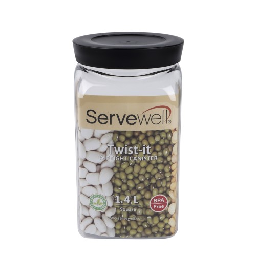 Servewell Airtight Canister Square Transparent Container 1400ml