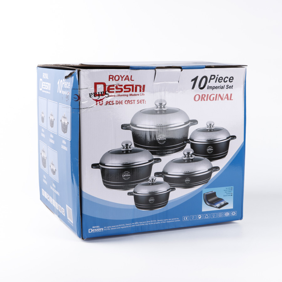ROYAL DESSINI Die-cast Aluminium Non-stick Casserole and Lid 10pc Set