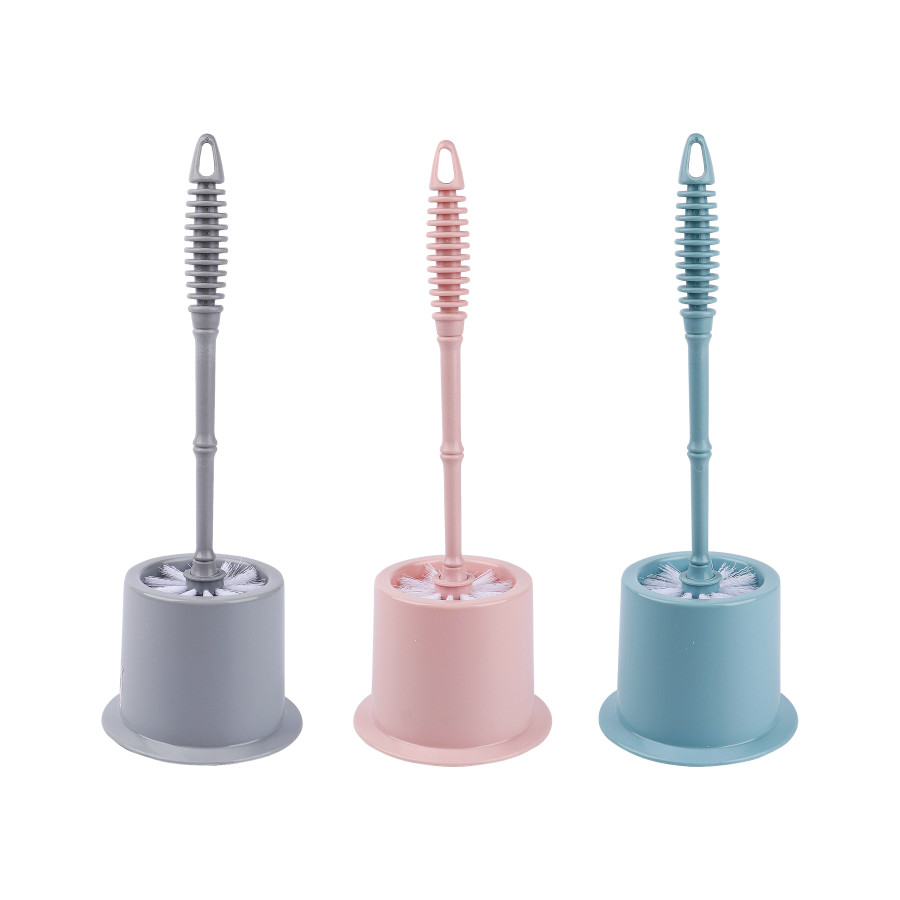 Generic Toilet Cleaning Brush and Stand with Plastic Handle 36cm - 3 Color Pack