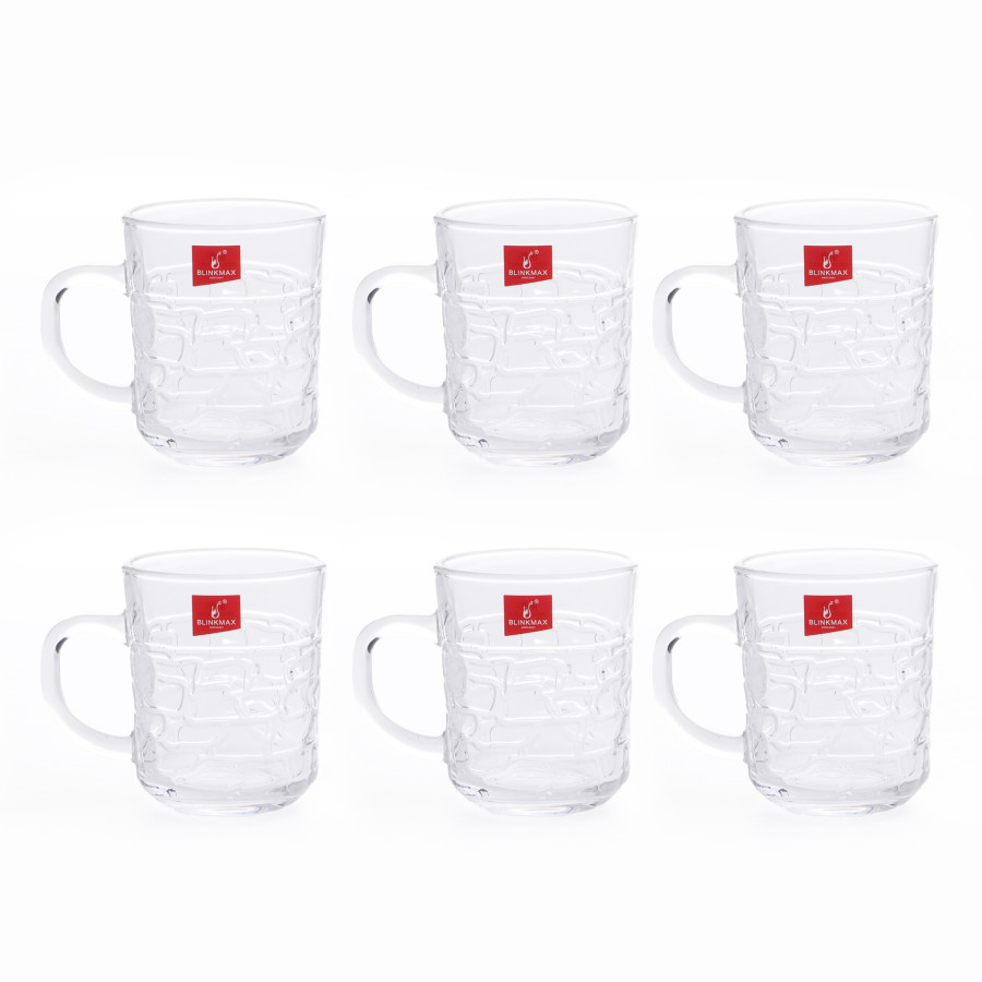 BLINKMAX 6pc Tea Glass Tumbler Set Transparent Drinkware 230ml