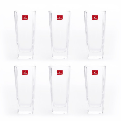 BLINKMAX 6pc Rectangular Glass Tumbler Set Transparent Drinkware 260ml