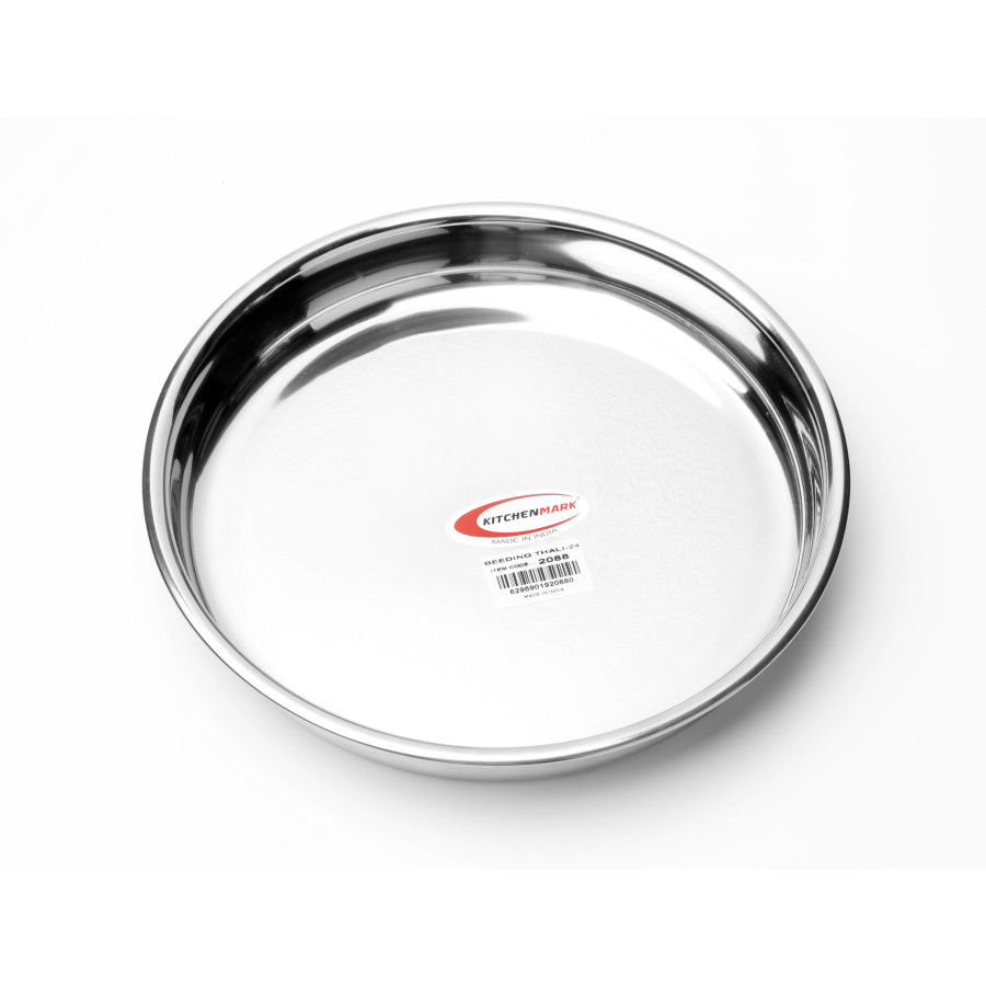 KITCHENMARK Steel Beeding Thali Plate - 24 cm