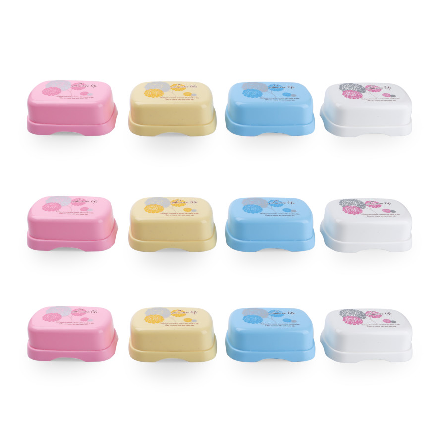 Generic Plastic Soap Box 12 pc Pack - 4 Color Pack