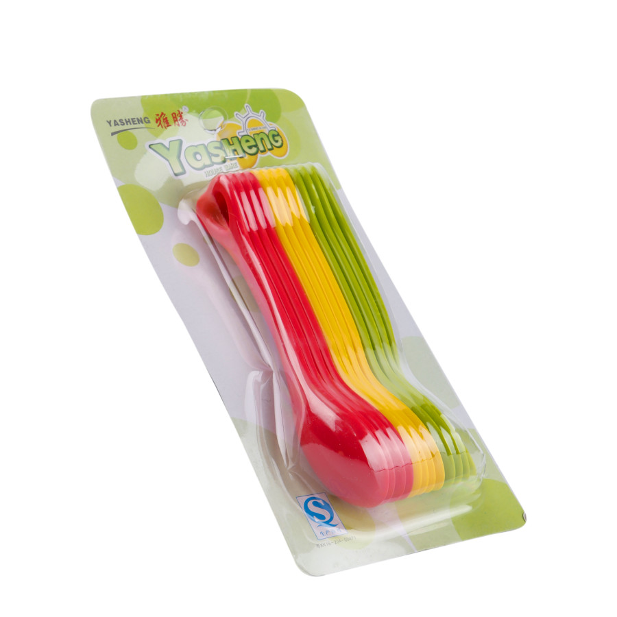 Generic Plastic Fancy Spoon 12pc Combo - 3 Color Pack