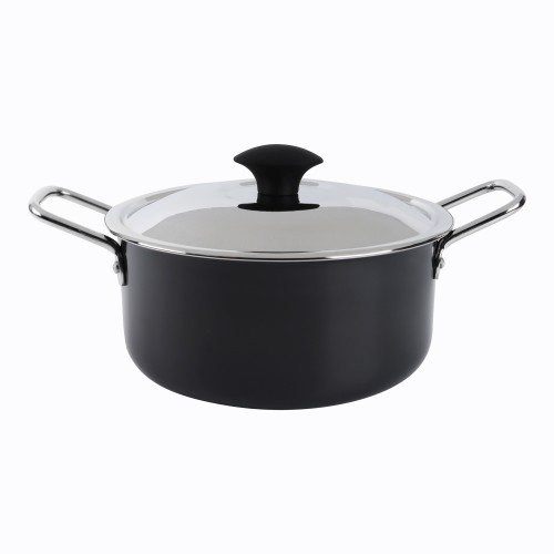 KITCHENMARK Hard Anodized Stockpot Aluminum Cooking Pot with Lid 22cm - Black