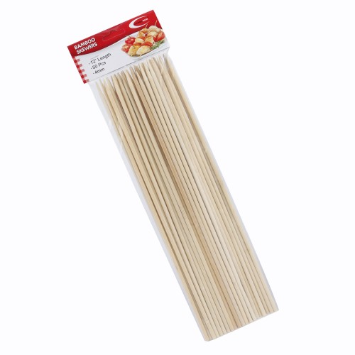 KITCHENMARK 50pc Bamboo BBQ Skewers Pack - 30cm