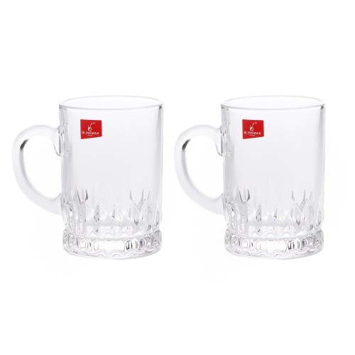 BLINKMAX 2pc Beer Glass Mug Tumbler Set Transparent Drinkware 350ml