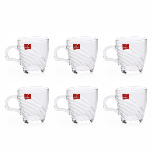 BLINKMAX 6pc Tea Cup Glass Tumbler Set Transparent Drinkware 210ml