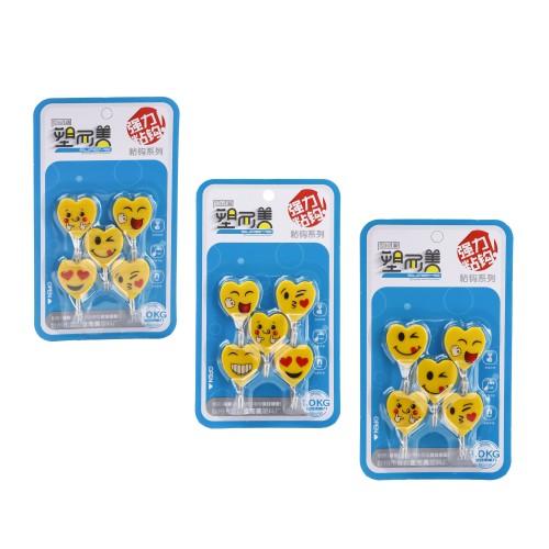 Generic  Emoji Adhesive Sticker Hook 5pcs - 3 Color Pack