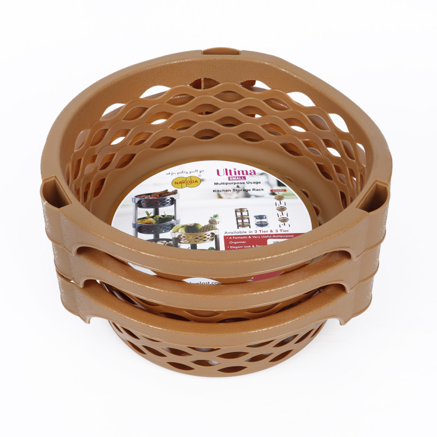 NAKODA Ultima Round Plastic Rack 3 Tier Small 60x27.5cm - Beige 