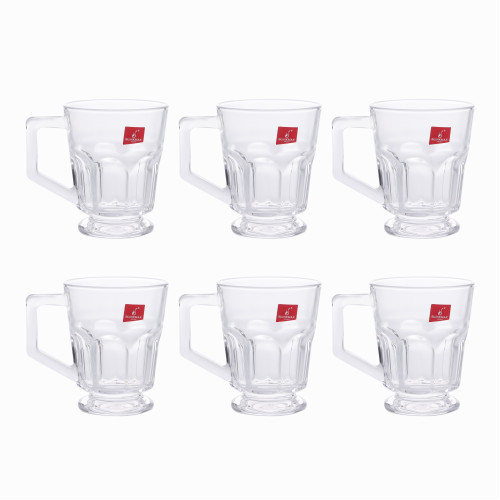 BLINKMAX 6pc Octogonal Glass Mug Tumbler Set Transparent Drinkware 310ml