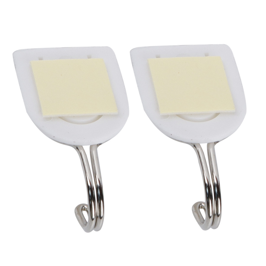Generic 6pc Stainless Steel Adhesive Hooks - White