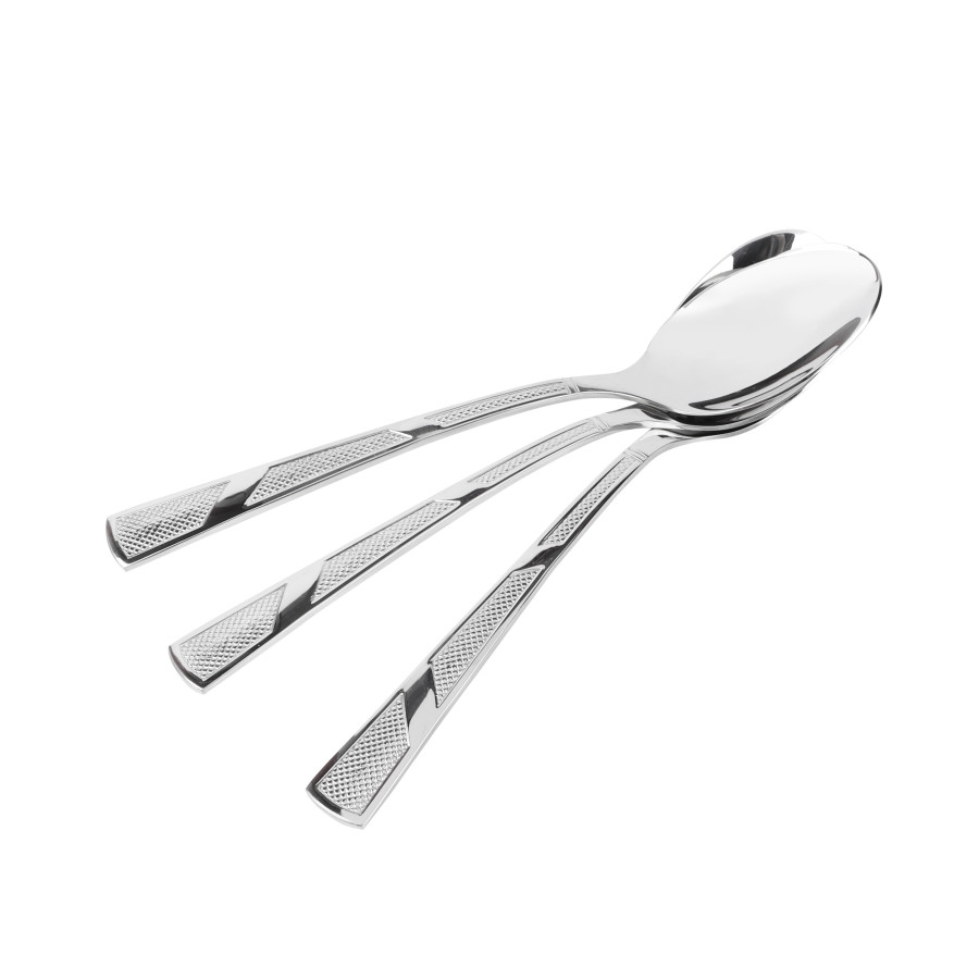 BECHOWARE 3pc Stainless Steel Texture Design Table Spoon Set 20cm - Silver