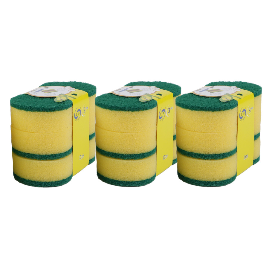 Generic 9pc Sponge Scouring Pad 10cm Yellow