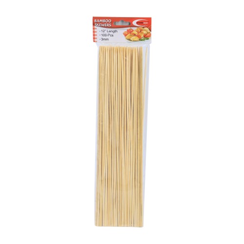 KITCHENMARK 100pc Bamboo BBQ Skewers Pack - 30cm