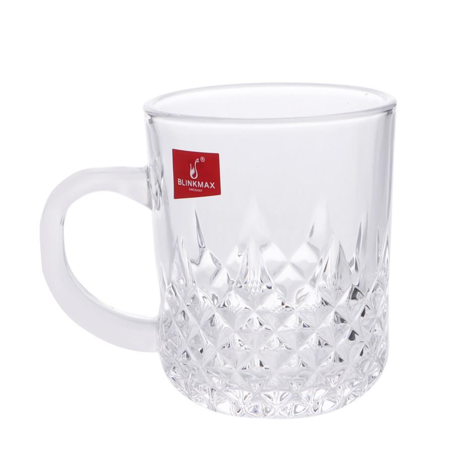 BLINKMAX 6pc Tea Cup Glass Tumbler Set Transparent Drinkware 230ml