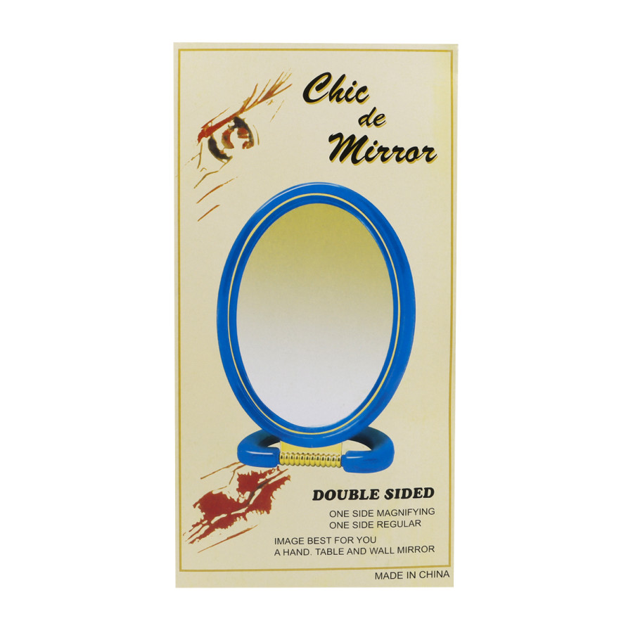 Generic Tabletop Desk Makeup Double Side Oval Mirror 18cm - Brown