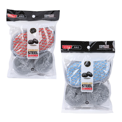 Generic 4pc Stainless Steel Scourer & Steel Pad Combo Set - Multicolor